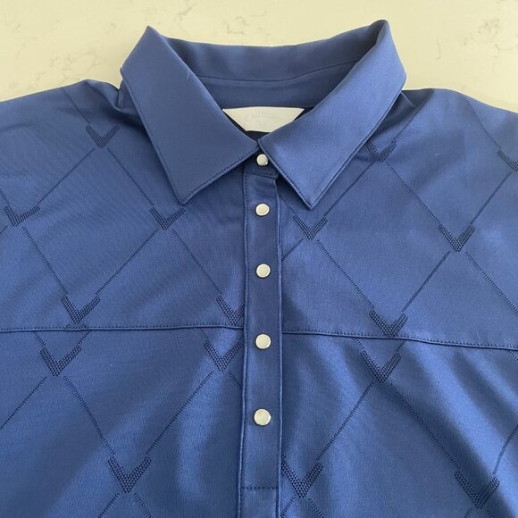 Callaway Athletic SS 5 Snap Polo Golf Shirt in Poly Blend Cobalt Blue Sz L NWOT - Picture 2 of 14